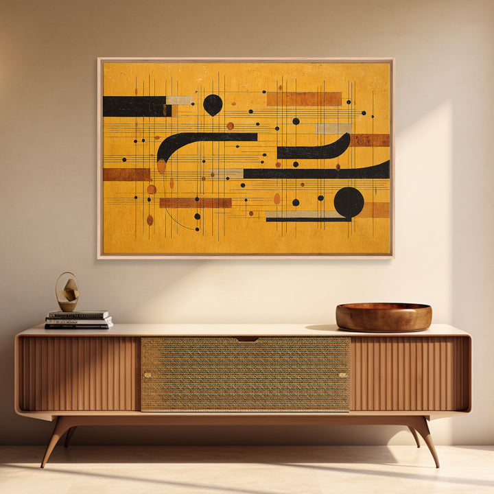 Abstract Rhythm Lines Like Painted Music Framed Canvas Print, Music Studio Art, Minimalist Decor, Studio Decor, Abstract Art, MSA-3x2-99