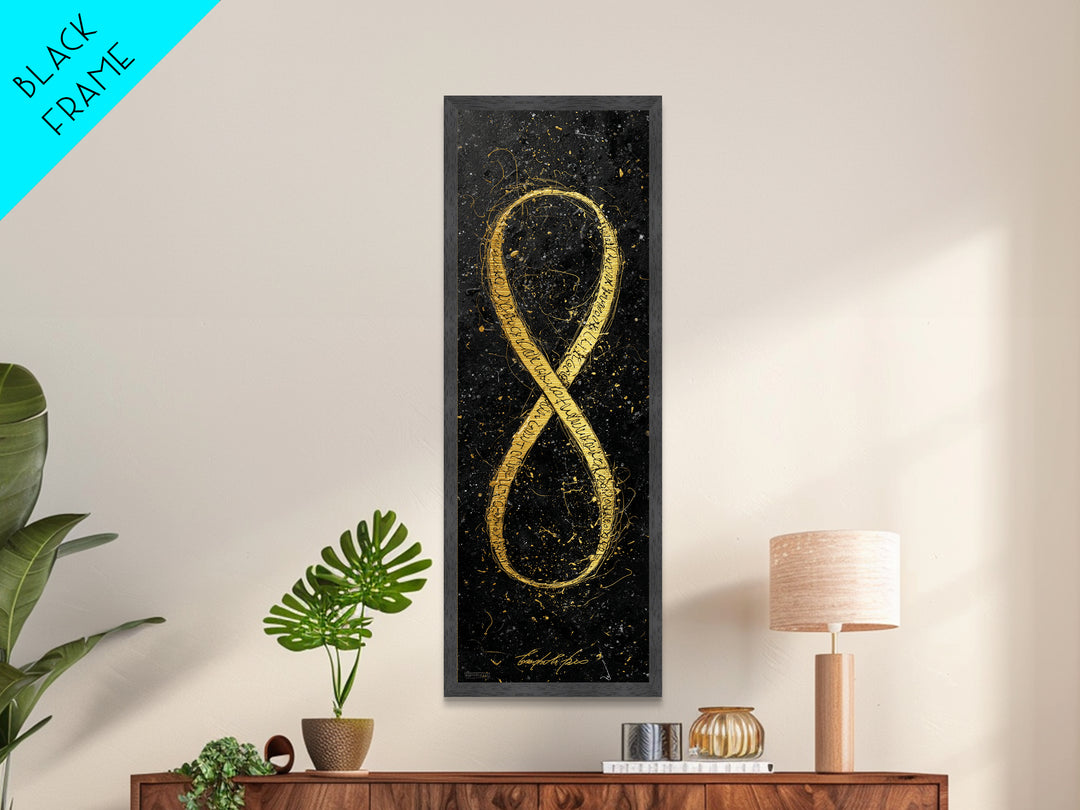 Golden Infinity Symbol - Metallic Gold Wall Art - Wood Framed Art, Man Cave Decor, Infinite Symbol Painting, Gold Painting Art