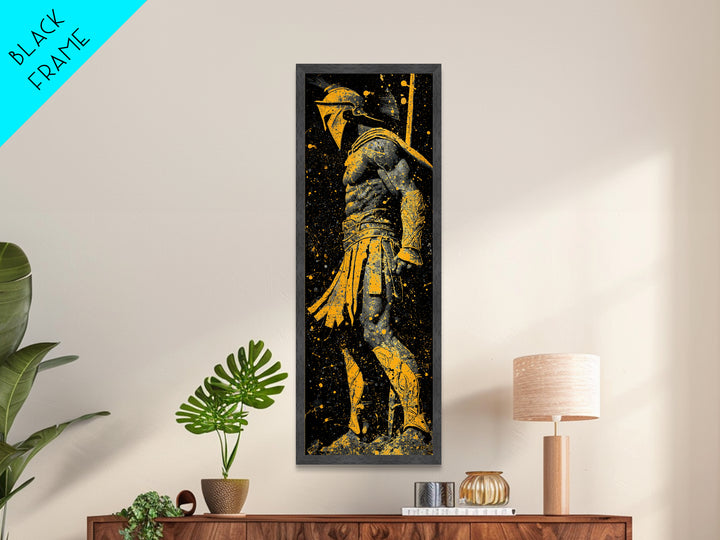 Spartan Side Profile, Metallic Gold Metal Print, Ancient Greek Helmet Art, Real Wood Frame Wall Decor, Classic Warrior Artwork