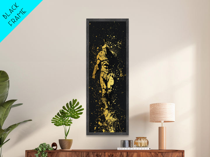 Spartan Marching Forward, Metallic Gold Metal Print, Ancient Warrior Wall Art, Real Wood Frame Decor, Classical Greek Soldier Artwork