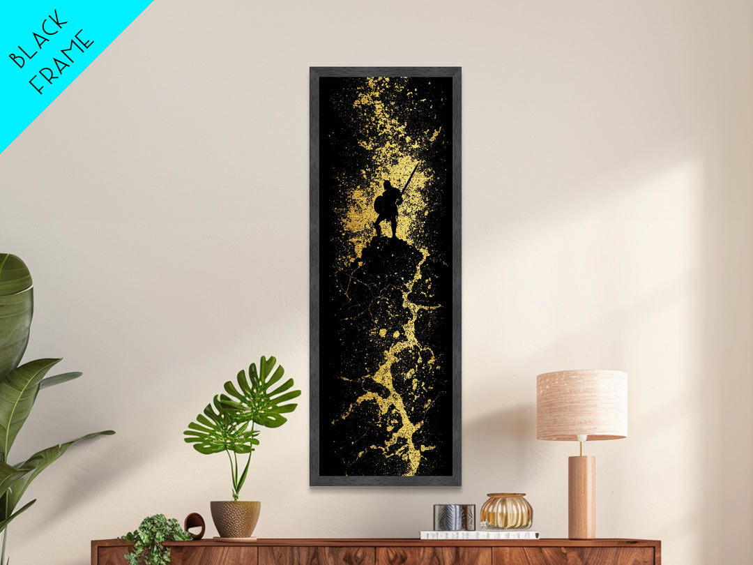 Spartan Hoplite Warrior Metallic Gold Art, Ancient Greek Soldier Print, Real Wood Frame, Mythology Inspired Gold Wall Decor