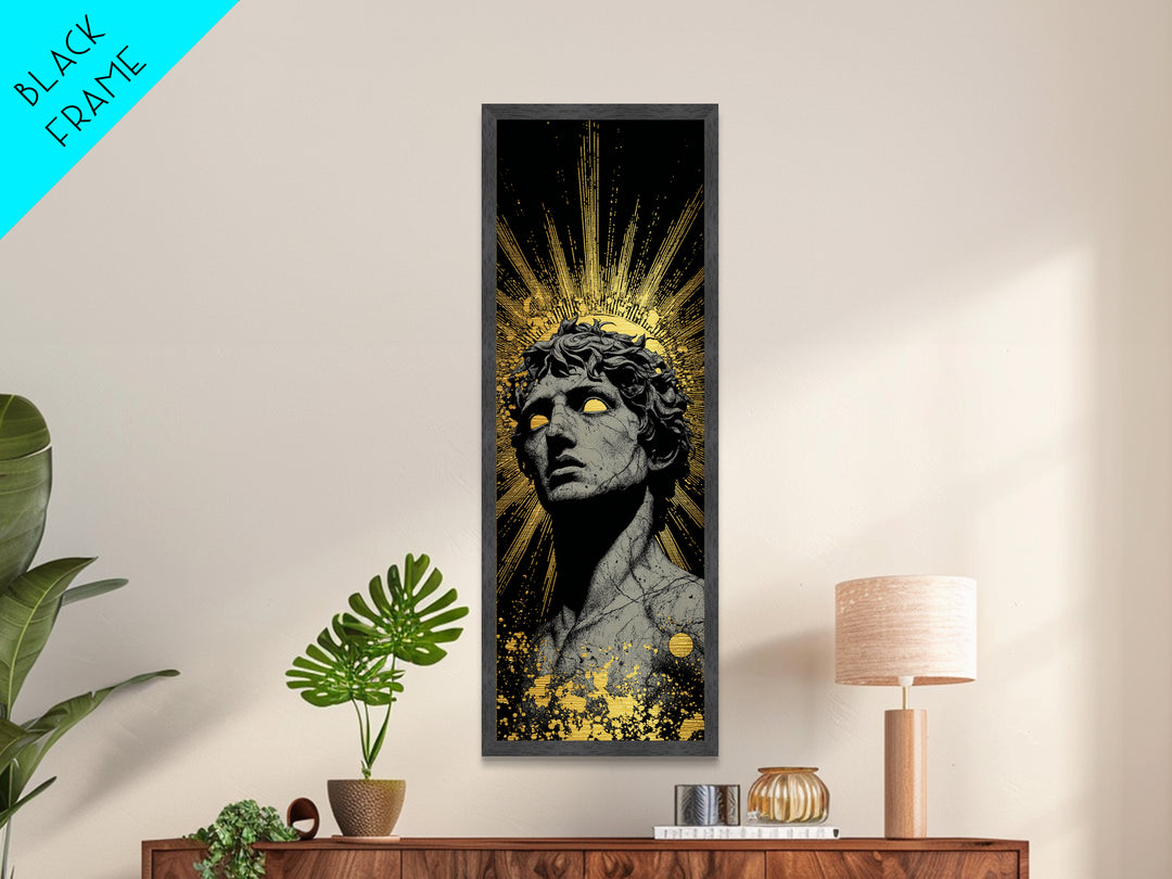Helios Greek God Metallic Gold Metal Print, Sun God Mythology Art, Radiant Ancient Decor, Real Wood Framed Gold Print
