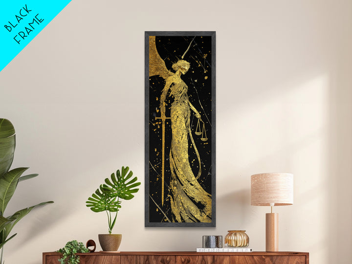 Nemesis Goddess Metallic Gold Metal Print, Divine Justice Wall Art, Greek Mythology Decor, Real Wood Framed Gold Print
