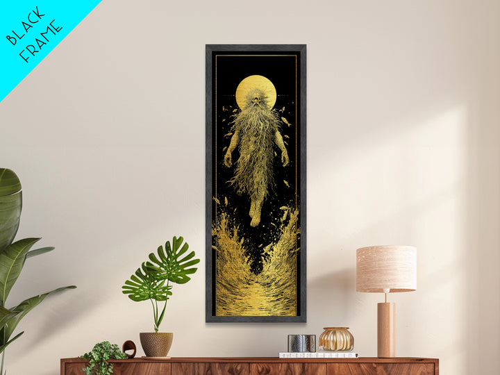 Oceanus Greek Titan Metallic Gold Art, Sea God Wall Print, Mythical Water Deity Decor, Real Wood Framed Gold Artwork