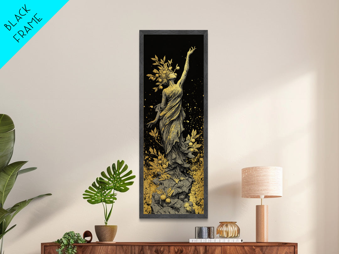 Persephone Metallic Gold Metal Print, Greek Goddess Of Spring Wall Art, Underworld Queen Decor, Real Wood Framed Print