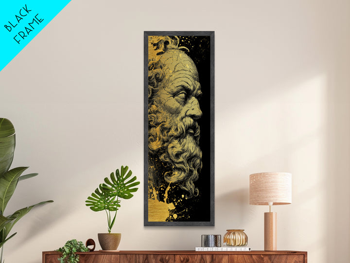 Socrates Metallic Gold Metal Print, Greek Philosopher Wall Art, Ancient Wisdom Decor, Real Wood Framed Gold Artwork
