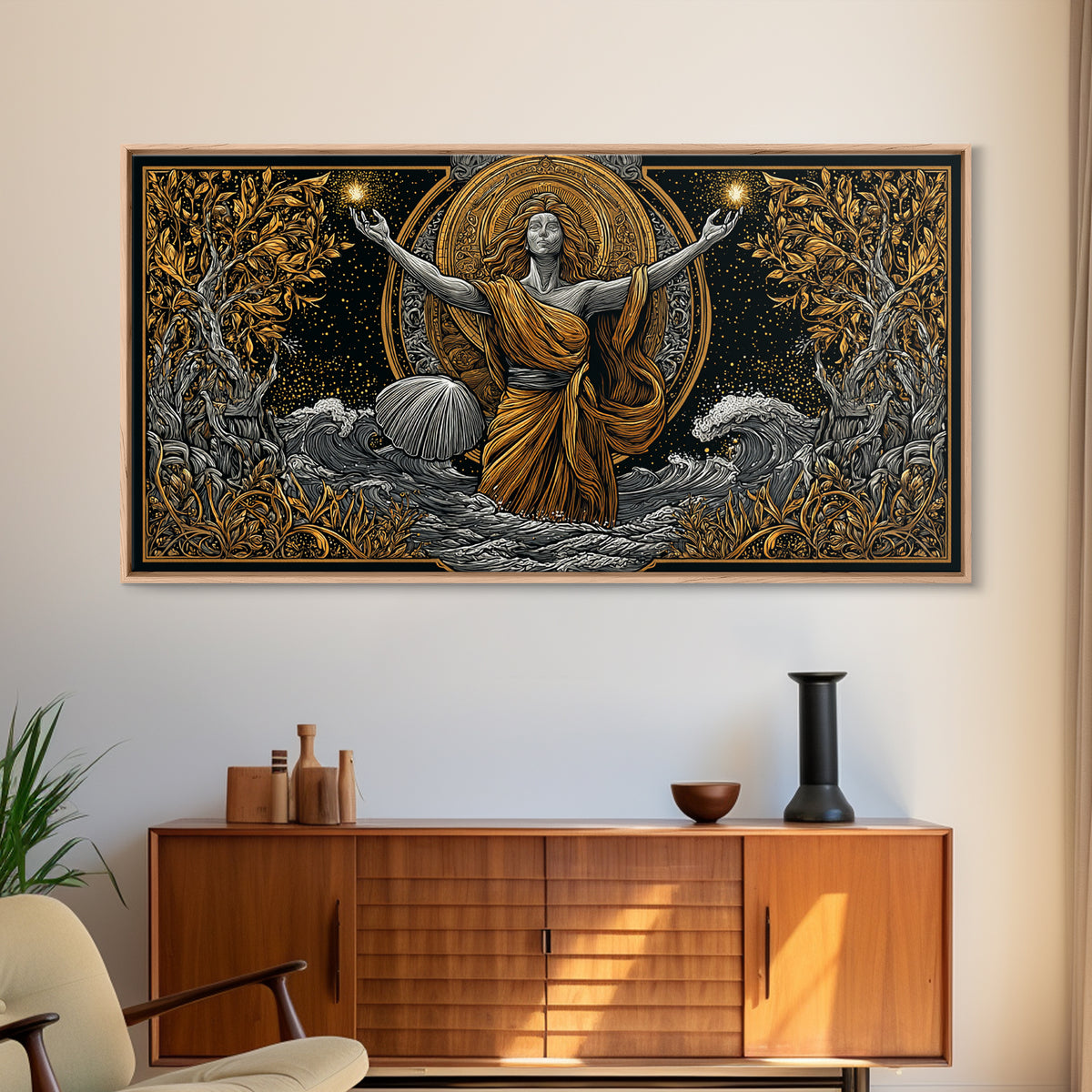 Aphrodite Goddess Of Love And Beauty, Gold Canvas Print, Elegant Greek Mythology Wall Art, Luxury Classic Home Decor