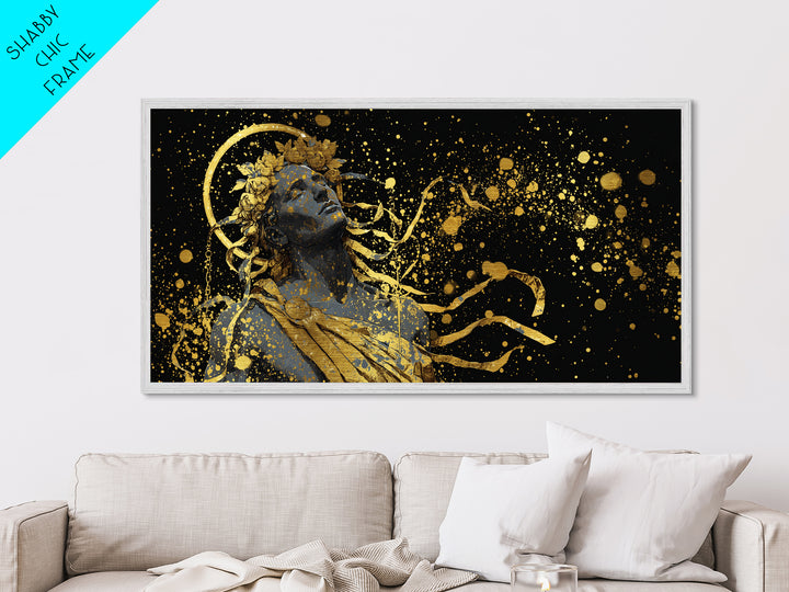 Apollo God Of Music And Light, Metallic Gold Art, Radiant Greek Mythology Wall Decor, Classical Fine Art Design For Elegant Interiors