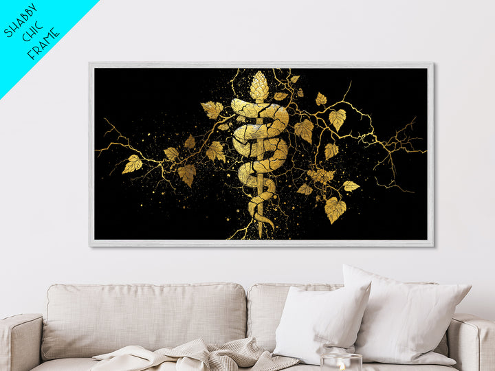 Metallic Gold Metal Print, Dionysus with Grapes, Greek God of Wine Wall Decor, Ancient Myth Celebration Art, Black and Gold Artwork
