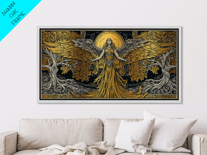 Metallic Gold Metal Print, Eos Goddess of Dawn, Greek Mythology Wall Art, Sunrise Personification Scene, Black and Gold Luxury Decor