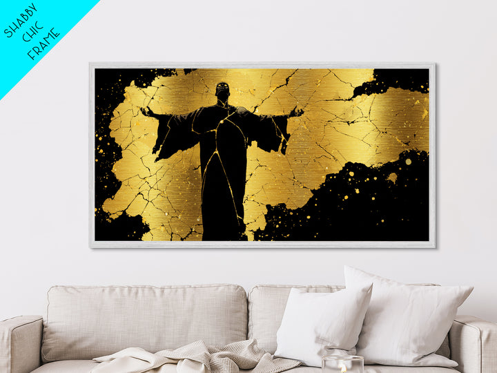Erebus Metallic Gold Metal Print, Greek God Wall Art, Dark Mythology Decor, Real Wood Frame, Luxury Metal Wall Hanging, Gift For Him