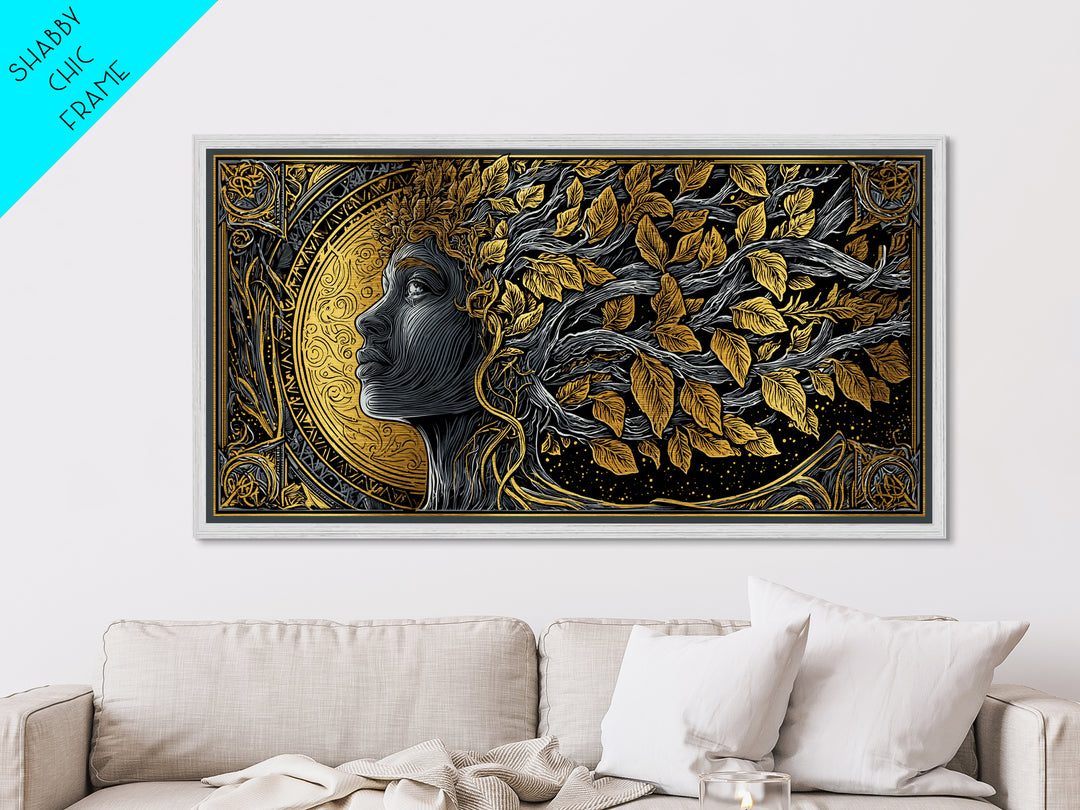 Eurydice Metallic Gold Art, Greek Mythology Metal Print, Elegant Goddess Wall Decor, Real Wood Frame, Luxury Metal Artwork For Home