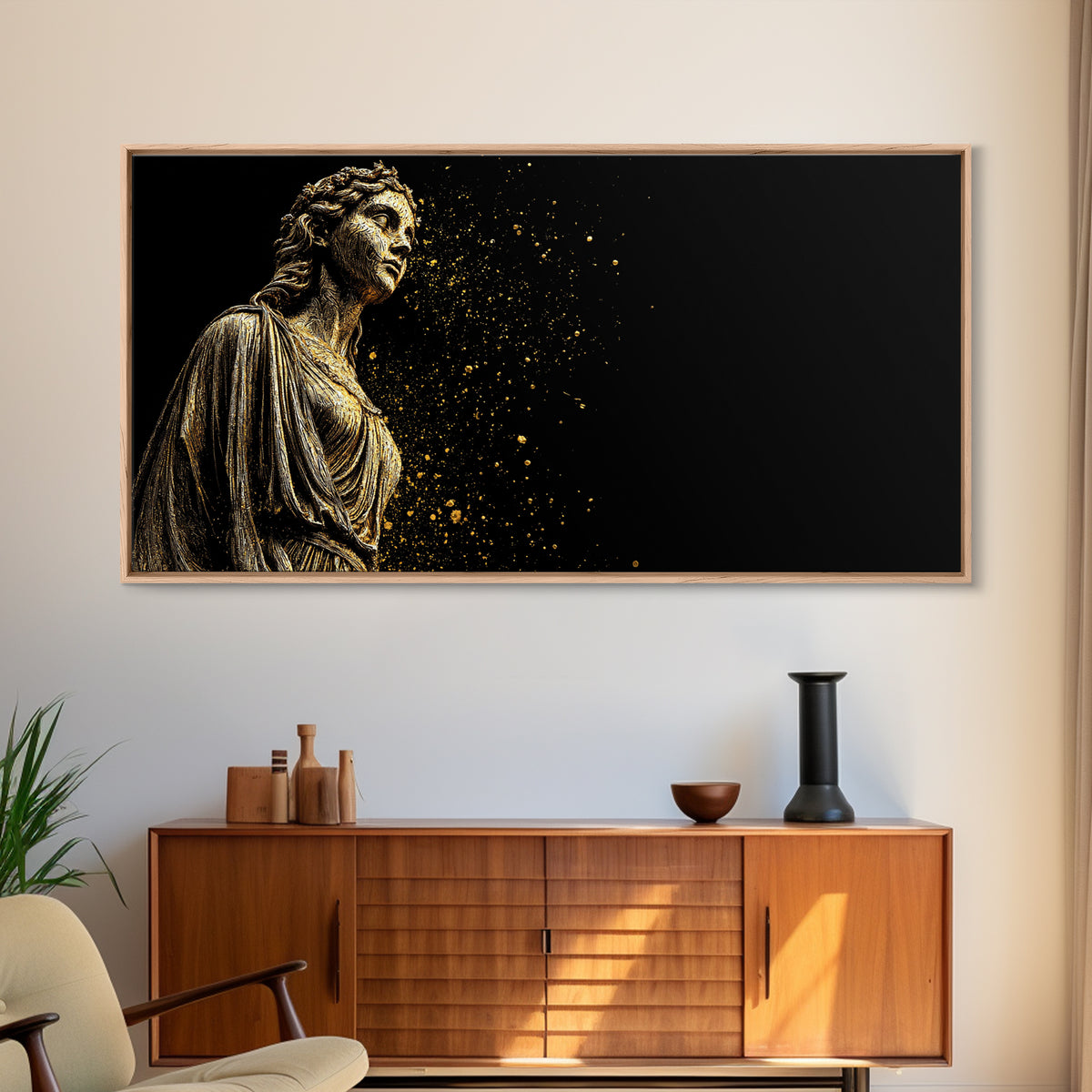 Helen of Troy Gold Canvas Art, Ancient Greek Mythology Figure, Elegant Classical Portrait, Legendary Beauty Wall Decor