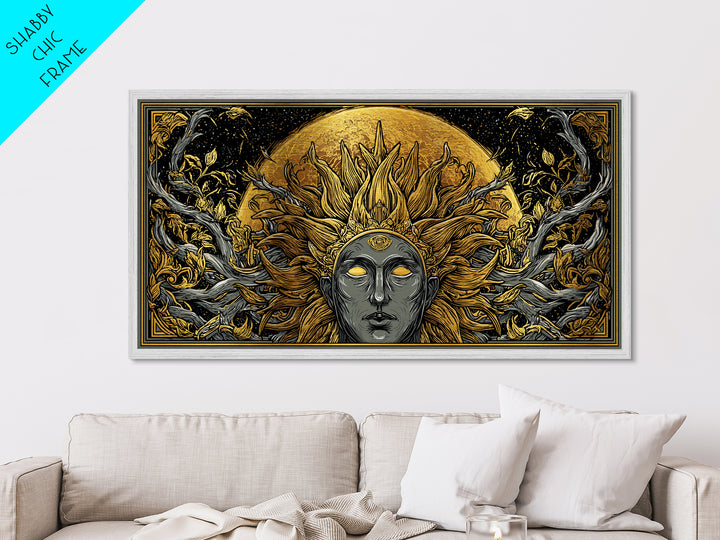 Helios Metallic Gold Metal Print, Greek God Wall Art, Mythology Decor, Luxury Gold Artwork, Real Wood Frame Home Decor