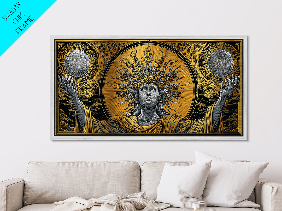 Hyperion Metallic Gold Metal Print, Greek God Wall Art, Mythology Decor, Luxury Gold Artwork, Real Wood Frame Home Decor