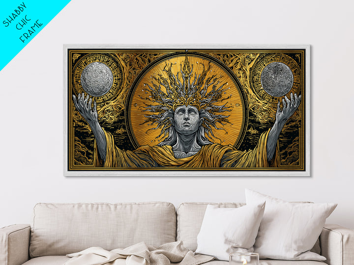 Hyperion Metallic Gold Metal Print, Greek God Wall Art, Mythology Decor, Luxury Gold Artwork, Real Wood Frame Home Decor