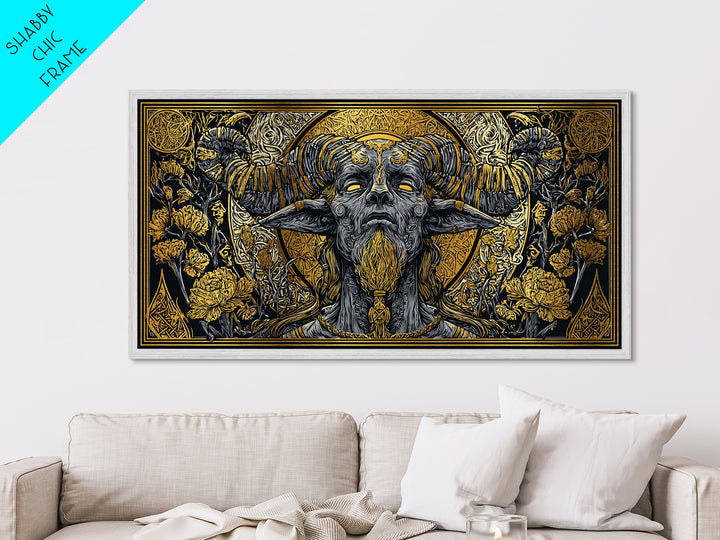 Moros Metallic Gold Metal Print, Greek God Wall Art, Mythology Decor, Luxury Gold Artwork, Real Wood Frame Home Decor