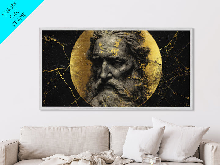 Odin Metallic Gold Metal Print, Norse God Wall Art, Luxury Mythology Decor, Real Wood Frame Artwork, Elegant Viking God Wall Hanging