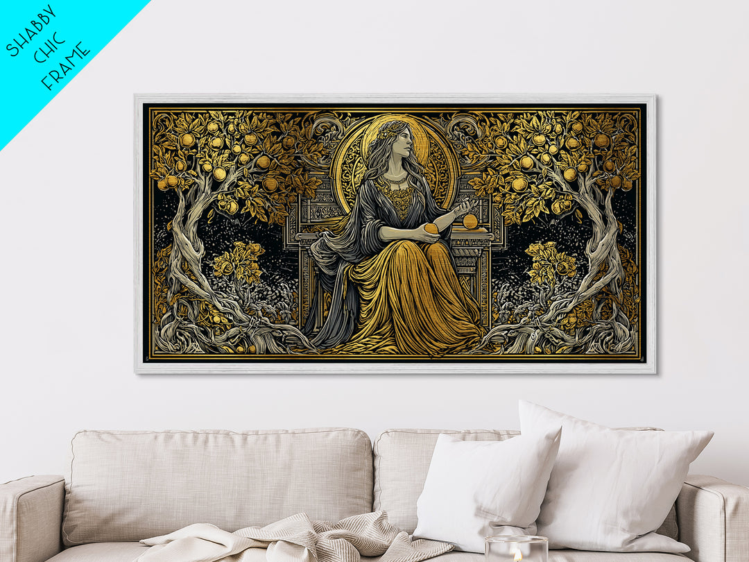 Persephone Greek Goddess Metallic Gold Metal Print, Mythology Wall Art, Luxury Home Decor, Real Wood Frame, Elegant Gift Idea