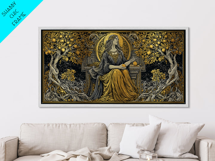 Persephone Greek Goddess Metallic Gold Metal Print, Mythology Wall Art, Luxury Home Decor, Real Wood Frame, Elegant Gift Idea