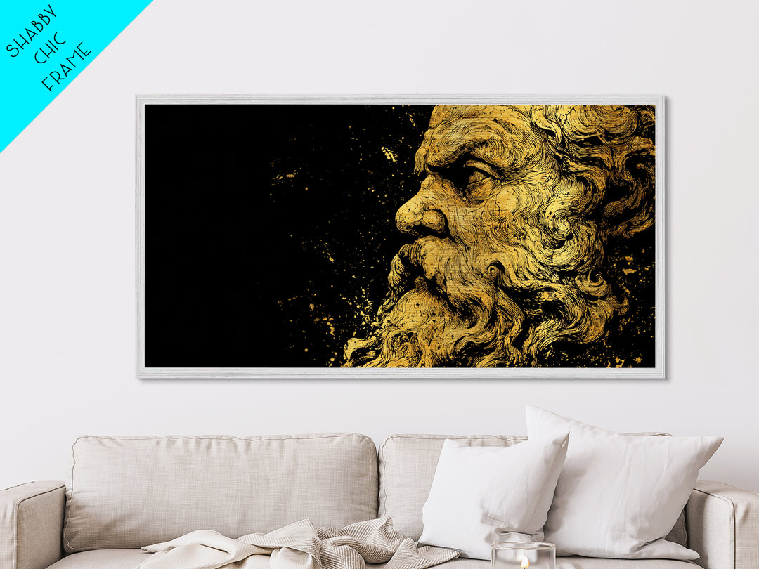 Socrates Greek Philosopher Metallic Gold Art, Ancient Philosophy Metal Print, Real Wood Frame, Classical Wisdom Gift