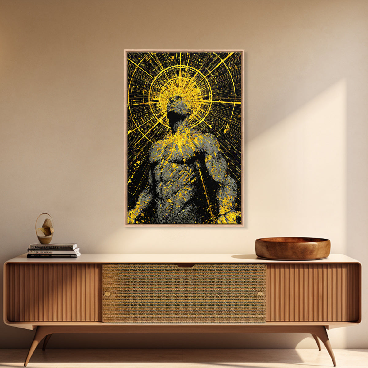 Ancient Greek Goddess Hera Mosaic, Mythology Throne Canvas Gold Art, Timeless Goddess Wall Print, Real Wood Frame