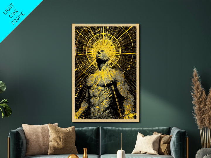 Ancient Greek Goddess Hera Mosaic, Mythology Throne Metallic Gold Art, Timeless Goddess Wall Print, Real Wood Frame