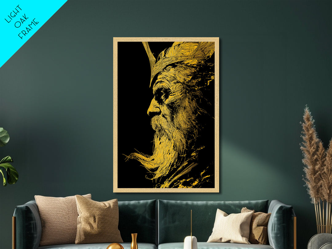Metallic Gold Metal Print, Abstract Face Art, Luxury Modern Wall Decor, Surreal Lips Artwork, Real Wood Frame Home Art