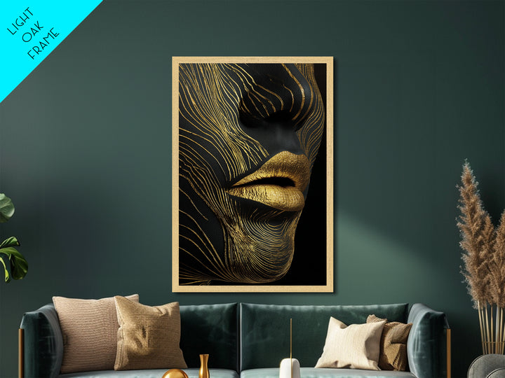 Ancient Marble God Sculpture, Cracked Stone Design, Metallic Gold Art, Mythology Wall Decor, Real Wood Frame, Regal Classic Print