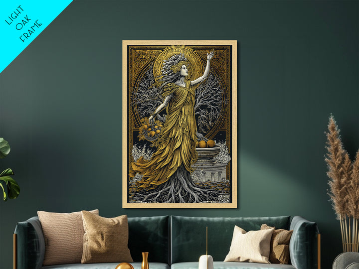 Persephone Metallic Gold Metal Print, Goddess Of Spring And Underworld Art, Mythology Wall Decor, Real Wood Framed Artwork