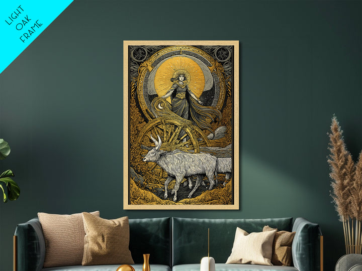 Rhea Metallic Gold Metal Print, Titaness Mother Goddess Art, Real Wood Frame, Ancient Greek Decor, Mythology Artwork