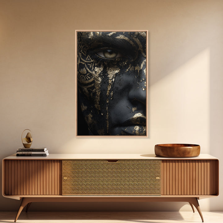 Roman Warrior Canvas Gold Canvas Print, Mythology Wall Art, Luxury Home Decor, Ancient History Artwork, Real Wood Frame