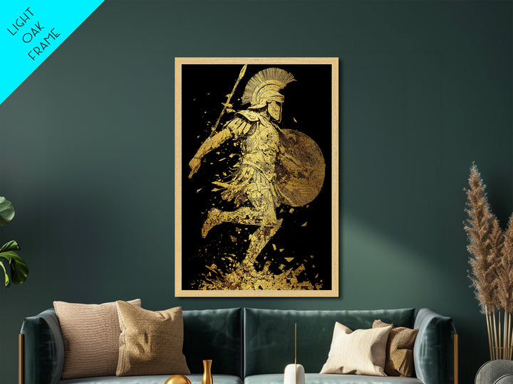 Shattered Roman Soldier, Metallic Gold Metal Print, Mythology Inspired Warrior Wall Art, Real Wood Framed Print