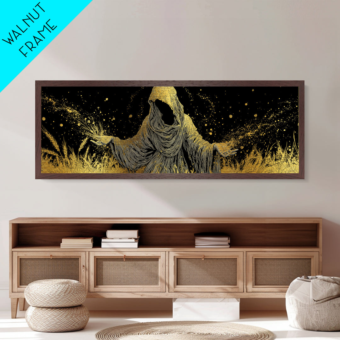 Demeter Goddess Of Harvest, Ancient Greek Mythology Metallic Gold Metal Print, Nature Goddess Wall Art, Real Wood Frame