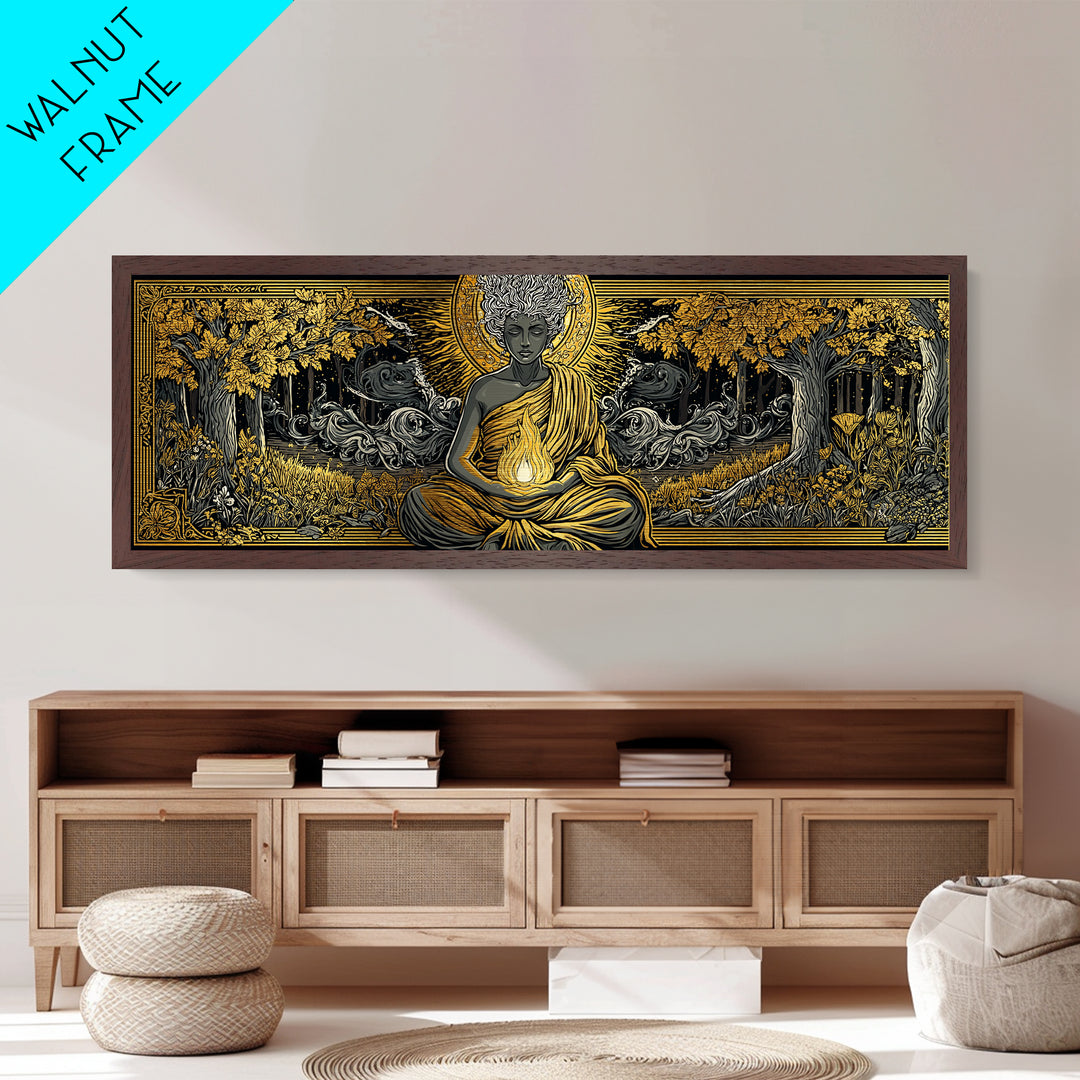 Hestia Metallic Gold Metal Print, Greek Goddess Of Hearth And Fire, Mythology Wall Art, Real Wood Frame, Unique Luxury Home Decor