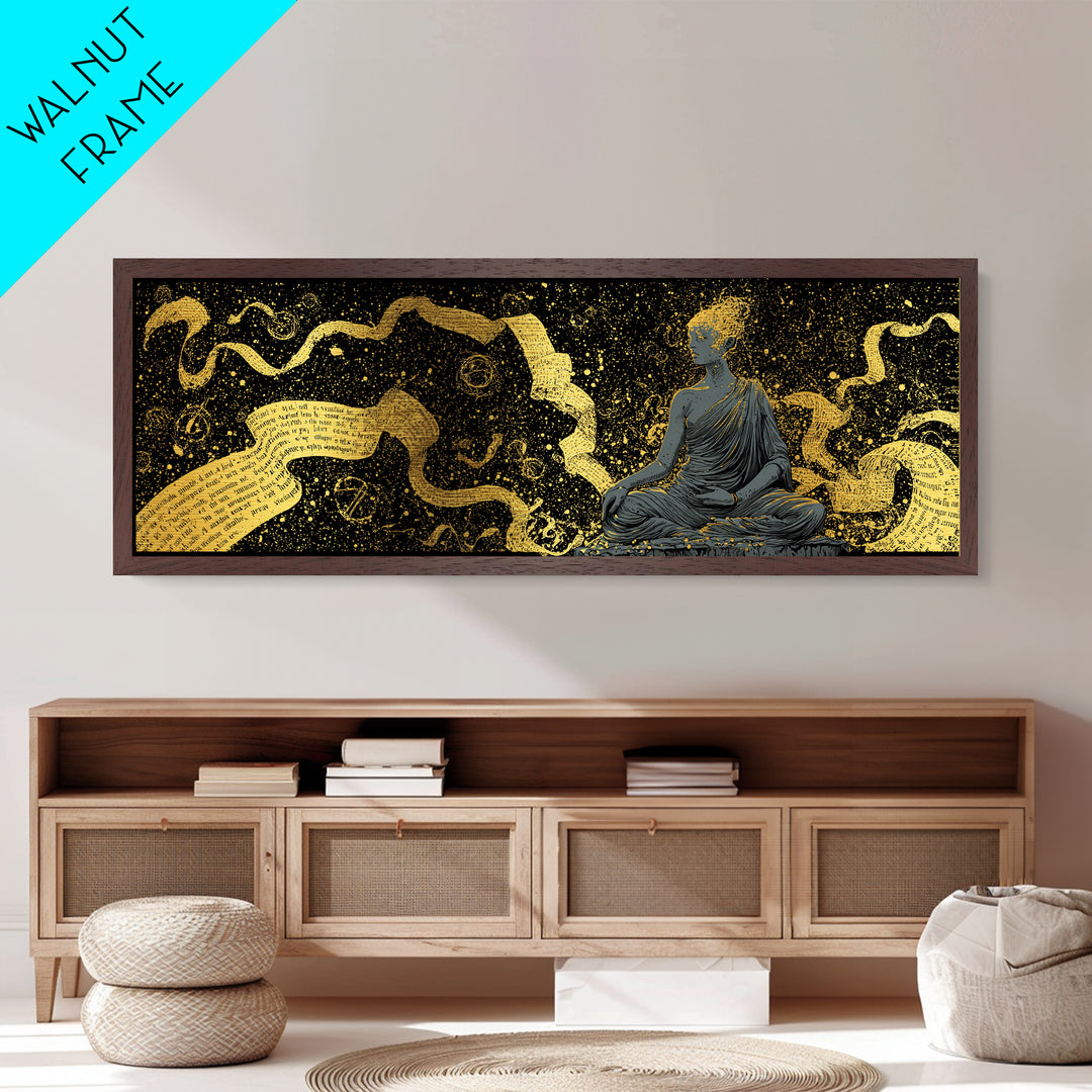 Mnemosyne Goddess Metallic Gold Metal Print, Greek Mythology Wall Art, Muse Mother Illustration, Real Wood Frame, Elegant Statement Decor