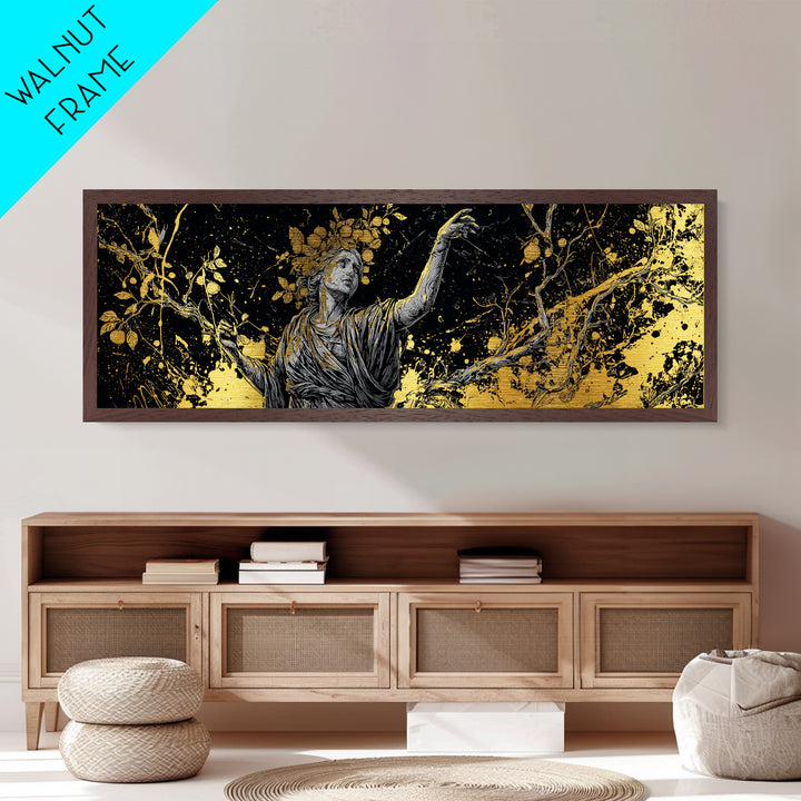 Persephone Harvest Metallic Gold Metal Print, Goddess Wall Art, Real Wood Frame, Mythology Artwork For Home Or Office