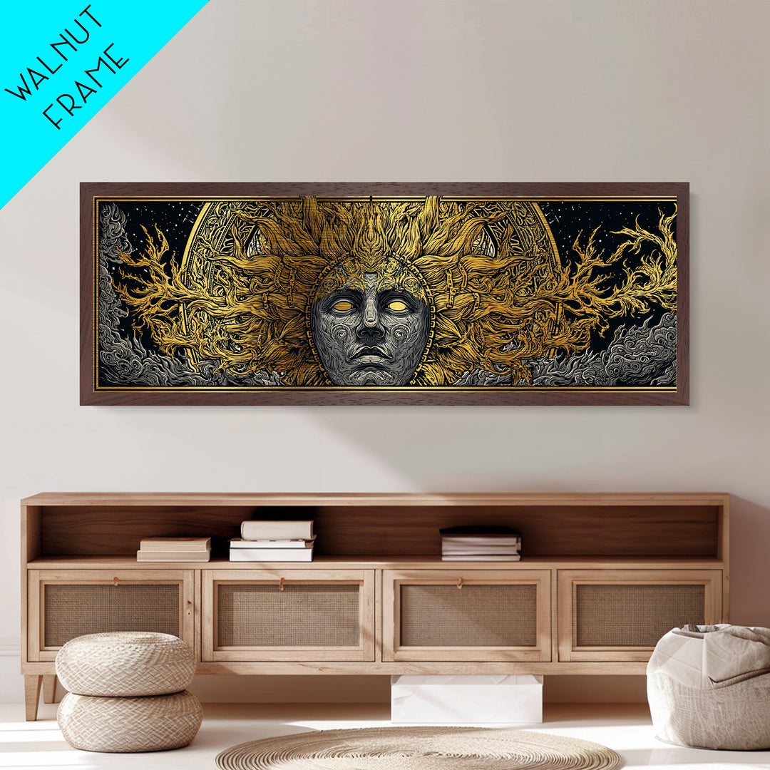Prometheus God Metallic Gold Art, Mythology Inspired Wall Print, Real Wood Frame Metal Print, Regal Decor Statement Piece
