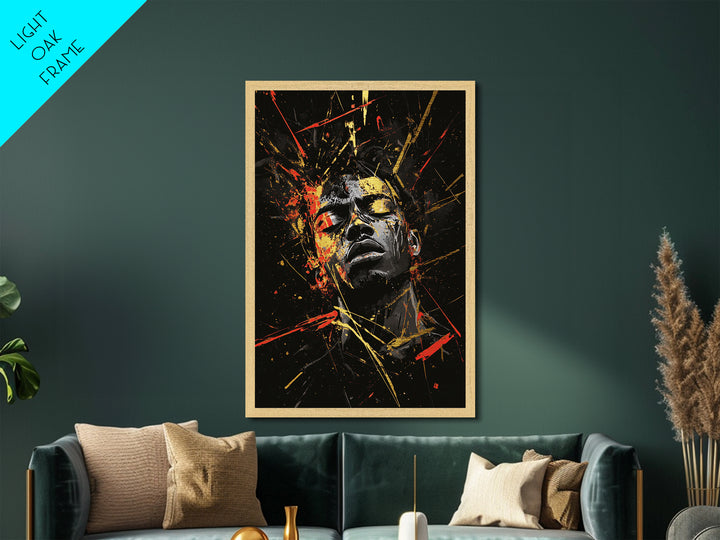 Dark Sorcerer Metallic Gold Art | Spooky Haunted Halloween Wall Decor | Metal Art with Real Wood Frame