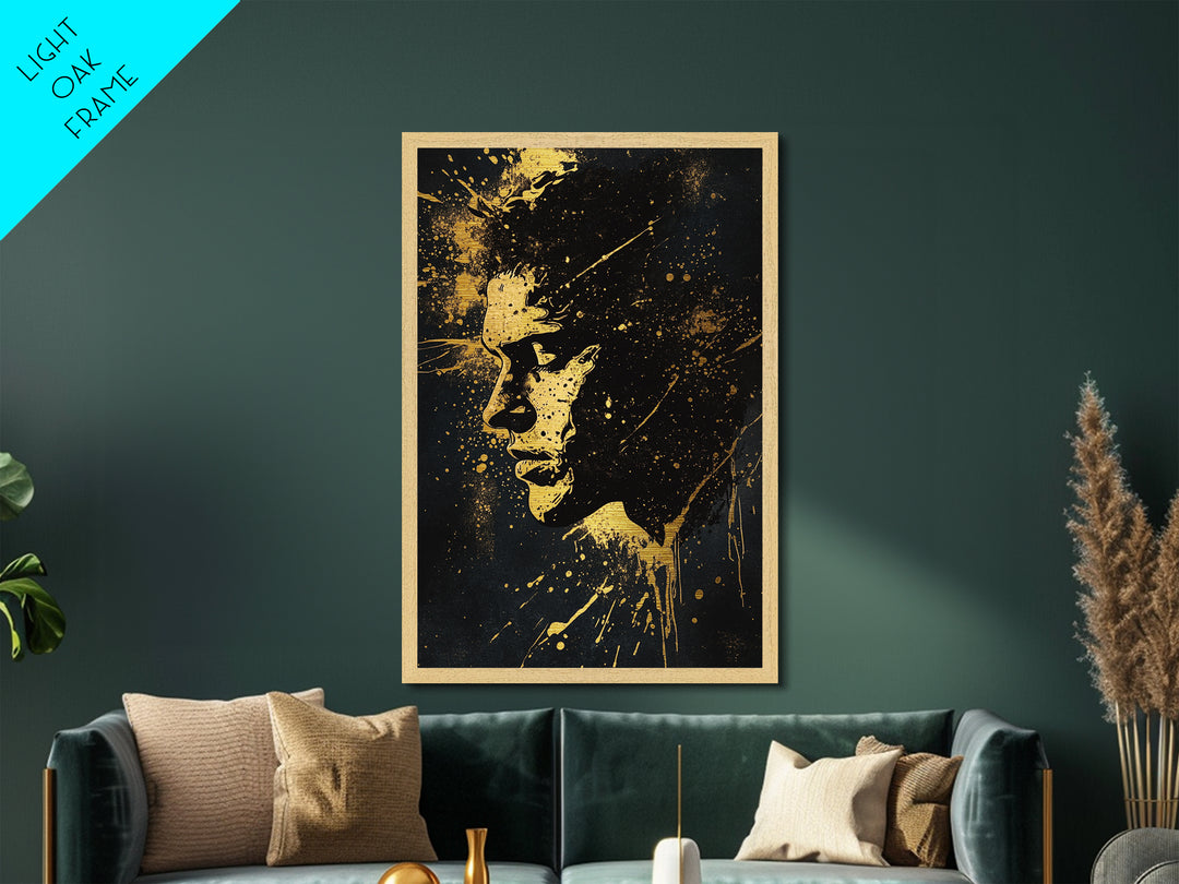 Witchy Woman Silhouette Metallic Gold Art | Enchanted Halloween Metal Art with Real Wood Frame for Spooky Season Wall Decor