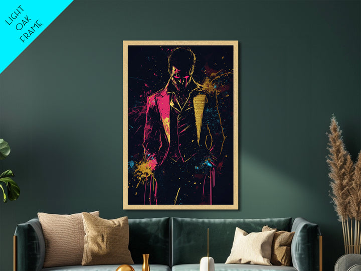 Metallic Gold Art Gothic Gentleman Wall Decor | Spooky Halloween Metal Art with Real Wood Frame | Dark Elegant Haunted Home Accent