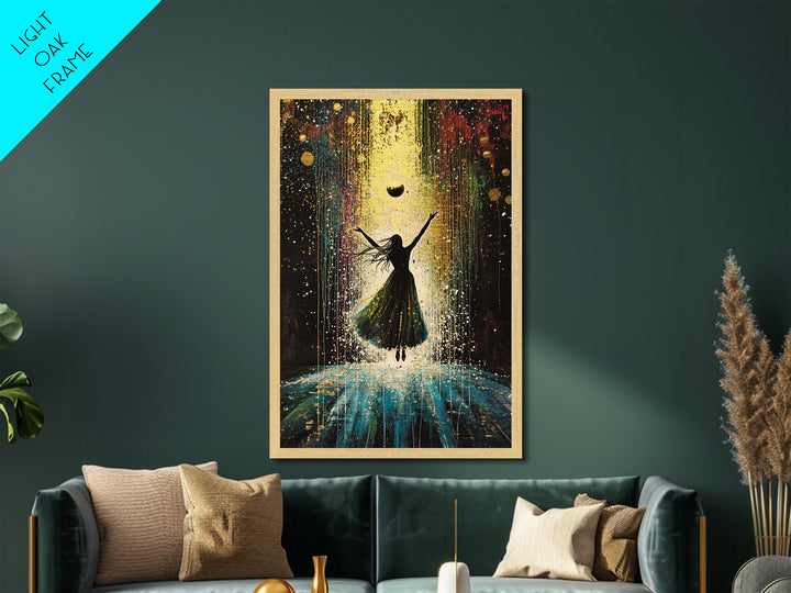 Mystical Witchy Silhouette Metallic Gold Art Metal Art | Enchanted Spooky Season Wall Hanging with Real Wood Frame