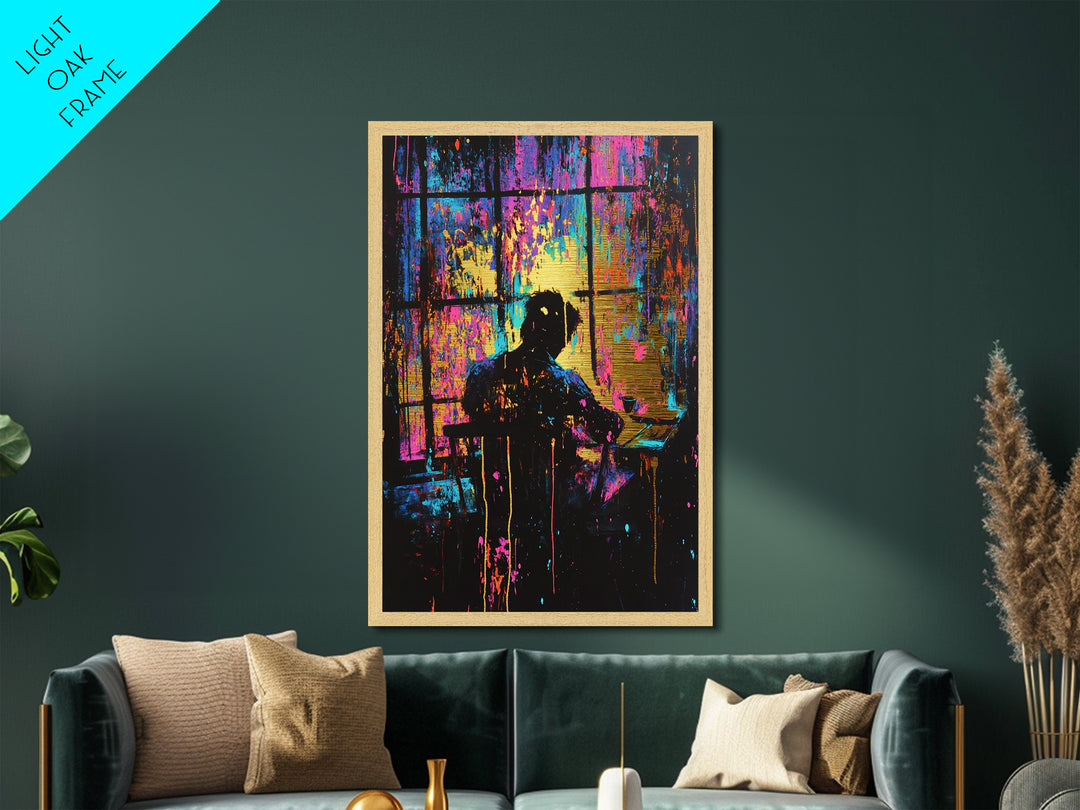 Creepy Halloween Silhouette Metallic Gold Art | Haunted Horror Metal Art Spooky Season Decor | Real Wood Frame Display