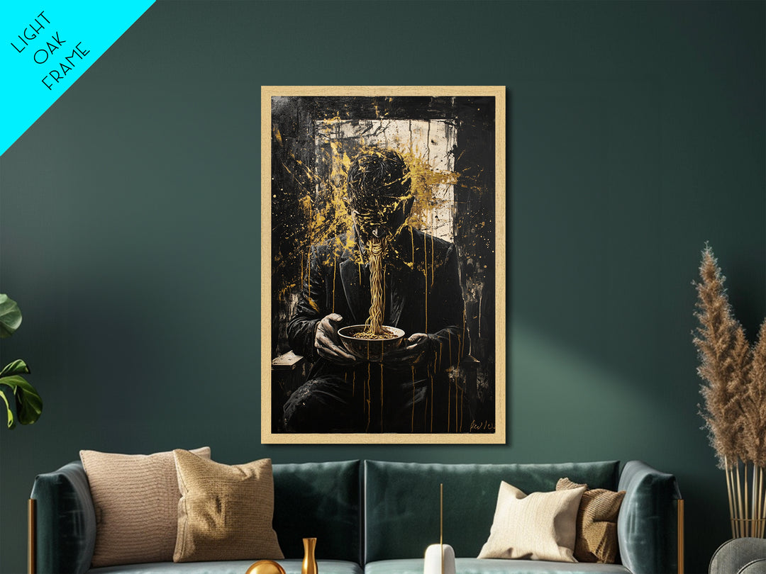 Haunted Spirit Explosion Metallic Gold Art, Creepy Horror Season Metal Art on Black Canvas with Real Wood Frame for Halloween