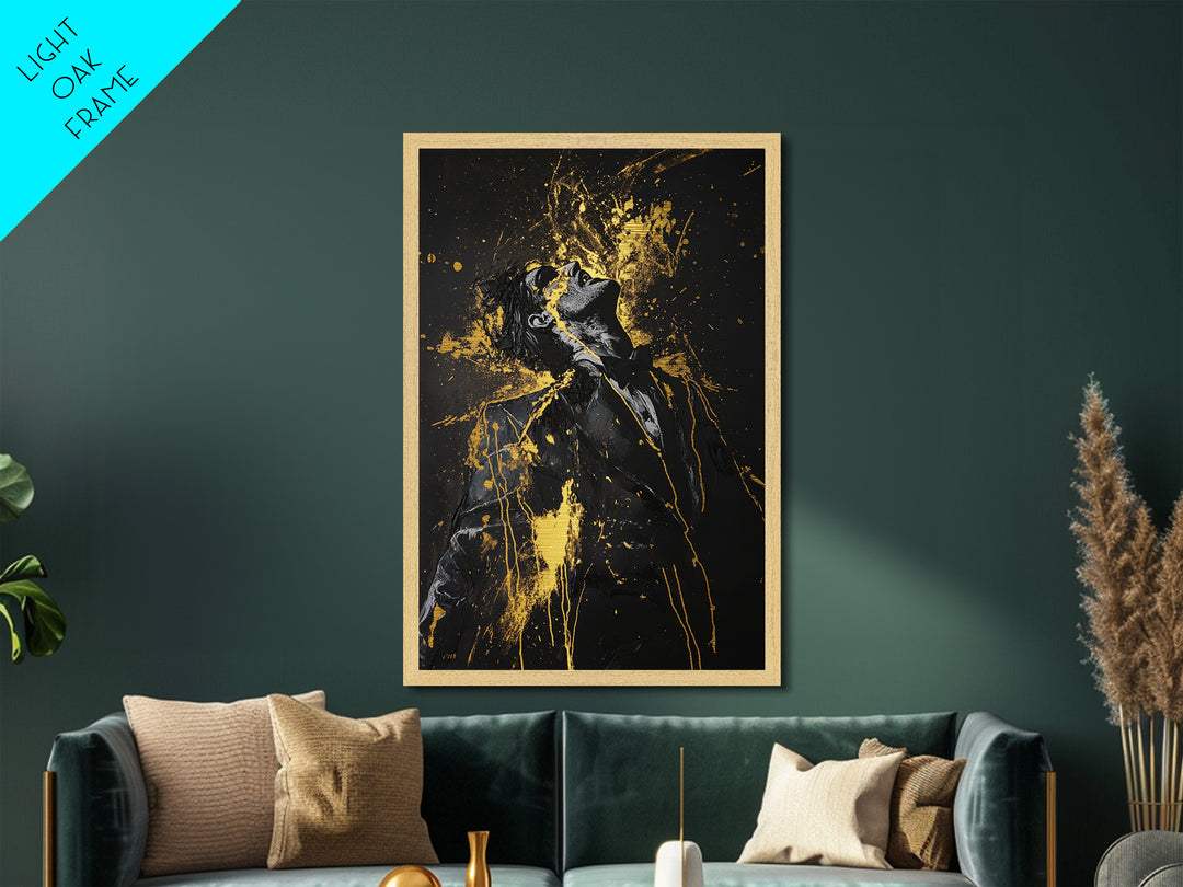 Screaming Woman Metallic Gold Art, Horror Gothic Metal Art with Real Wood Frame, Spooky Halloween Haunted Season Wall Piece