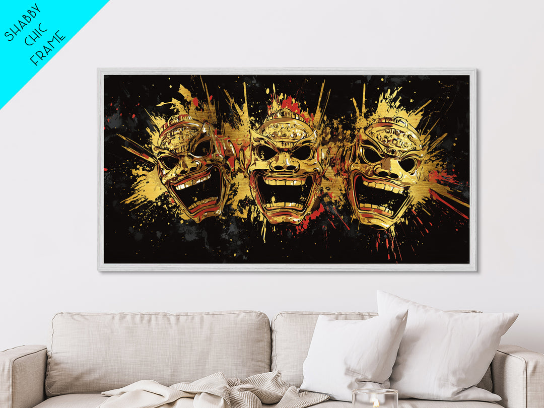 Skull Metallic Gold Metal Print, Gothic Splatter Art On Metal, Real Wood Frame Wall Décor, Macabre Dark Aesthetic Artwork