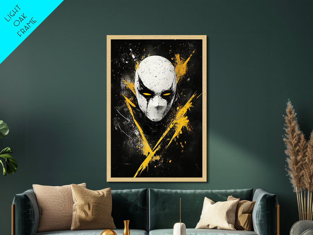 Bakongo Tribal Mask Metallic Gold Metal Print, African Ethnic Face Artwork, Spiritual Wall Hanging Decor, Real Wood Frame