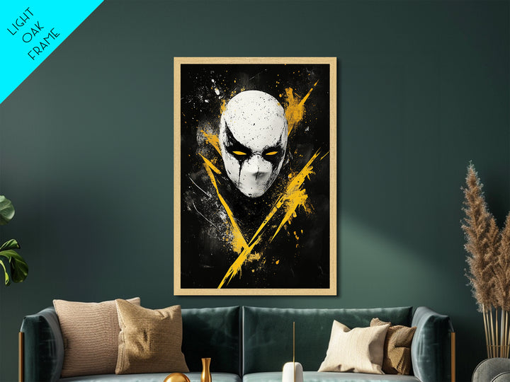 Bakongo Tribal Mask Metallic Gold Metal Print, African Ethnic Face Artwork, Spiritual Wall Hanging Decor, Real Wood Frame