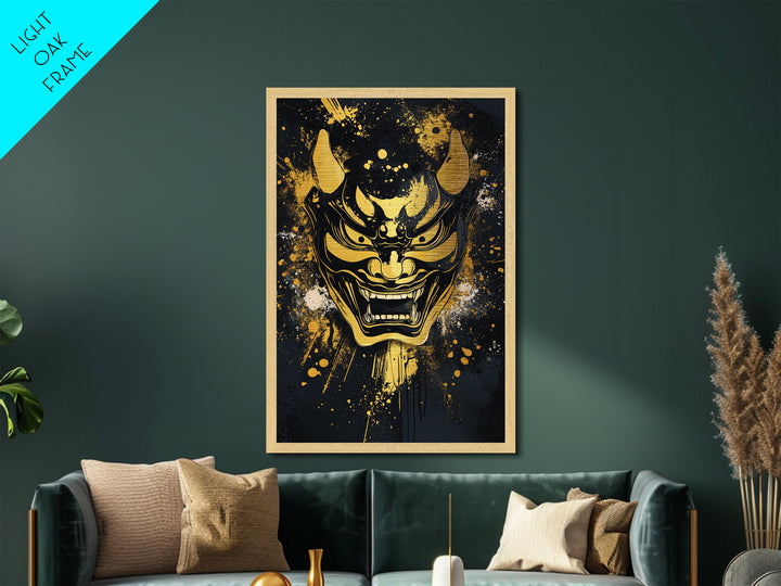 Deer Head Metallic Gold Metal Print, Splatter Wildlife Wall Art, Rustic Modern Decor, Real Wood Frame, Bold Nature Inspired Artwork