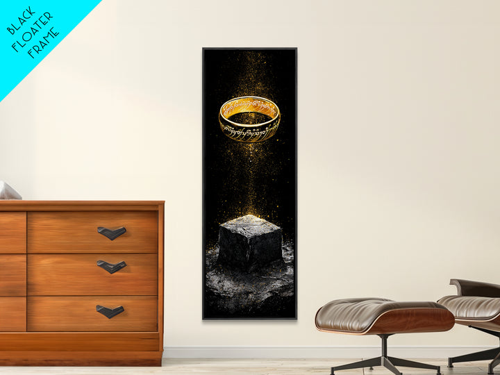 Odin’s Ring Norse Symbol Canvas Gold Art Canvas Art, Nordic Mythology Wall Decor for Man Cave, with authentic wood frame